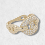 Anillo Eslabones Mariner c/ Zircones Pave - Oro Amarillo 14Kts - Image 2