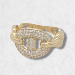 Anillo Eslabones Mariner c/ Zircones Pave - Oro Amarillo 14Kts