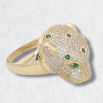 Anillo Pantera c/ Zircones Pave & Gotas Verde Esmeralda - Oro Amarillo 14Kts - Image 2