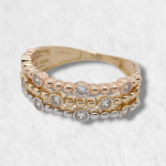 Anillo Tres Lineas c/ Zircones - Oro Tres Tonos 14Kts