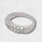 Anillo Media Cana c/ Zircones Pave - Oro Blanco 18Kts