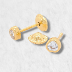 Zarcillos (4.3 mm) Disco c/ Zircon (Screwback/Abridores) - Oro Amarillo 18Kts - Image 48