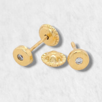 Zarcillos (4.3 mm) Disco c/ Zircon (Screwback/Abridores) - Oro Amarillo 18Kts