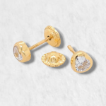 Zarcillos (4.3 mm) Disco c/ Zircon (Screwback/Abridores) - Oro Amarillo 18Kts - Image 51