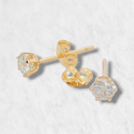 Zarcillos (4 mm) Piochas 6 Prongs Diamante - Oro Amarillo 18Kts