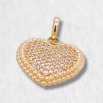 Dije (16 x 16 mm) Corazon c/ Zircones Pave Marco Doble - Oro Amarillo 18Kts