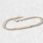 Brazalete (19 cm) Esclava Tubo Cuadrado c/ Esferas - Oro Amarillo 14Kts
