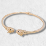 Pulsera Abierta Tubo Light c/ Terminales Pantera - Oro Amarillo 14Kts