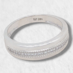 Anillo Matrimonio c/ Linea Central Zircones Pave - Oro Blanco 14Kts