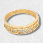 Anillo Matrimonio Aro c/ Zircones Pave - Oro Amarillo 14Kts
