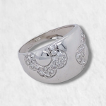 Anillo Flores c/ Zircones Pave - Oro Blanco 18Kts