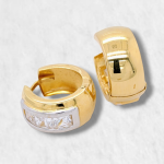 Huggies (16 mm) Reversible (Liso/Zircones Princess Cut) - Oro Dos Tonos 18Kts
