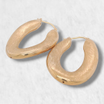 Argollas (28 x 36 mm) Ovaladas Satinadas - Oro Amarillo 14Kts