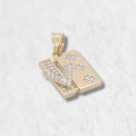 Dije (11 x 15 mm) Placa Rectangular c/ Zircones Pave - Oro Amarillo 14Kts