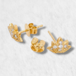 Zarcillos Flor de Loto - Oro Amarillo 18Kts