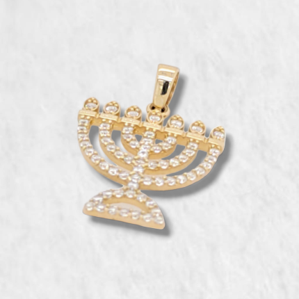 Dije Hanukah c/ Zircones Pave - Oro Amarillo 14Kts