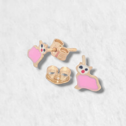 Zarcillos Gato c/ Esmalte - Oro Amarillo 14Kts