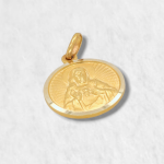 Medalla Escapulario Redondo Rosa Mística/Corazón de Jesús (17 mm) - Oro Amarillo 18Kts.