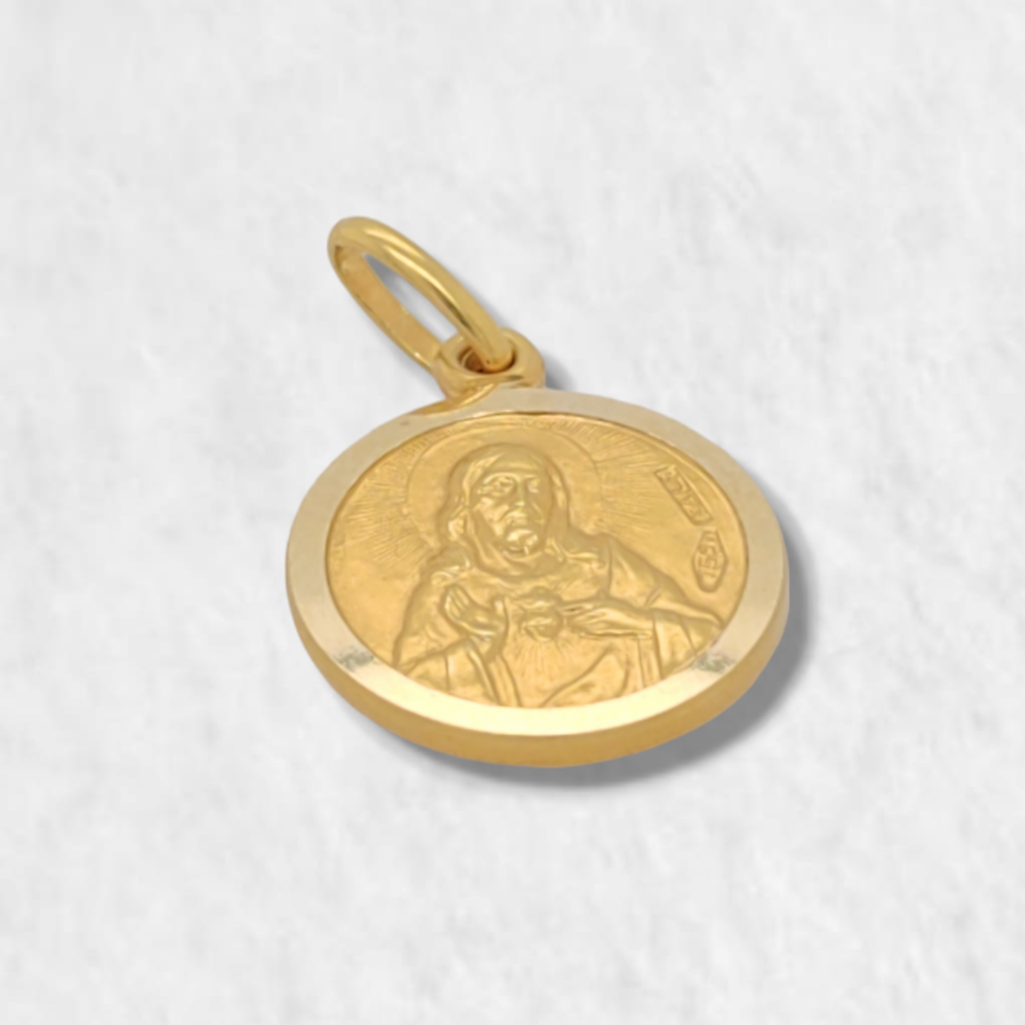 PhotoRoom-20240109_151559-e1704834253654 Medalla Escapulario Redondo Rosa Mística/Corazón de Jesús (13 mm) - Oro Amarillo 18Kts - Image 1