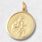 Medalla Redonda Escapulario (Ø 23 mm ) Corazón de Jesús y Virgen del Carmen - Oro Amarillo 14Kts