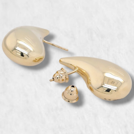 Zarcillos Gota Puff Grande - Oro Amarillo 14Kts