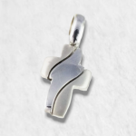 Cruz Lisa/Satinada (13 x 18 mm) - Oro Blanco 18Kts