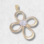 Dije Cruz (28 x 32 mm) Infinito c/ Centro Diamantado - Oro Dos Tonos 14Kts