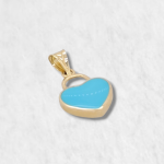 Dije Corazon Mini c/ Esmalte Turquesa - Oro Amarillo 14Kts