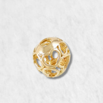 Dije Para Pulsera Esfera Grande Calado con Corazones -  Oro Amarillo 14 Kts