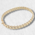 Pulsera (6.8 mm) Rigida c/ Tejido Cubano - Oro Amarillo 14Kts