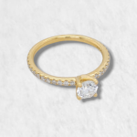 Anillo Compromiso c/ Esmeralda & Halo Diamantes - Oro Amarillo 18Kts - Image 7
