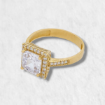 Anillo Compromiso c/ Esmeralda & Halo Diamantes - Oro Amarillo 18Kts - Image 9