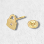 Zarcillo Unitario (5 x 6 mm) Candado c/ Zircon - Oro Amarillo 18Kts