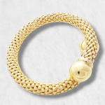 Pulsera Estilo Caviar (8.5 mm) c/ Terminales Esferas Bola (14 mm) - Oro Amarillo 14 Kts