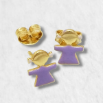 Zarcillos de Niña (Bimba) Oro y Esmalte Morado - Oro Amarillo 18Kts