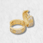 Huggies c/ Circulos & Zircones Pave - Oro Amarillo 14Kts
