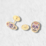 Zarcillos (5 x 7 mm) Catrinas c/ Esmalte (Screwback/Abridores) - Oro Amarillo 18Kts