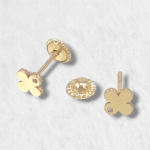 Zarcillos (5 x 5 mm) Trebol c/ Zircon - Oro Amarillo 14Kts