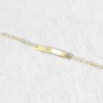 Brazalete Esclava Placa ID Tejido Paper Clip - Oro Amarillo 14 Kts