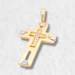 Cruz (21 x 34 mm) Doble c/ Zircones Pave & Tornillos - Oro Amarillo 18Kts