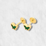 Zarcillos (5 x 4 mm) Mariposa Malaquita - Oro Amarillo 18Kts