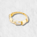 Anillo Eslabones Trapecio c/ Zircones Pave - Oro Amarillo 14Kts