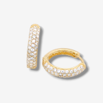 Huggies (14 mm) Media Cana c/ Zircones Pave - Oro Amarillo 14Kts
