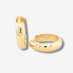 Huggies (15 mm) Reversibles Media Cana c/ Zircones Pave  - Oro Amarillo 14Kts - Image 3