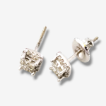 Zarcillos Post Cuadrados c/ Diamantes 0.25 Ct. - Oro Blanco 18Kts.
