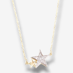 Cadena c/ Dos Estrellas c/ Diamantes - Oro Amarillo 14Kts
