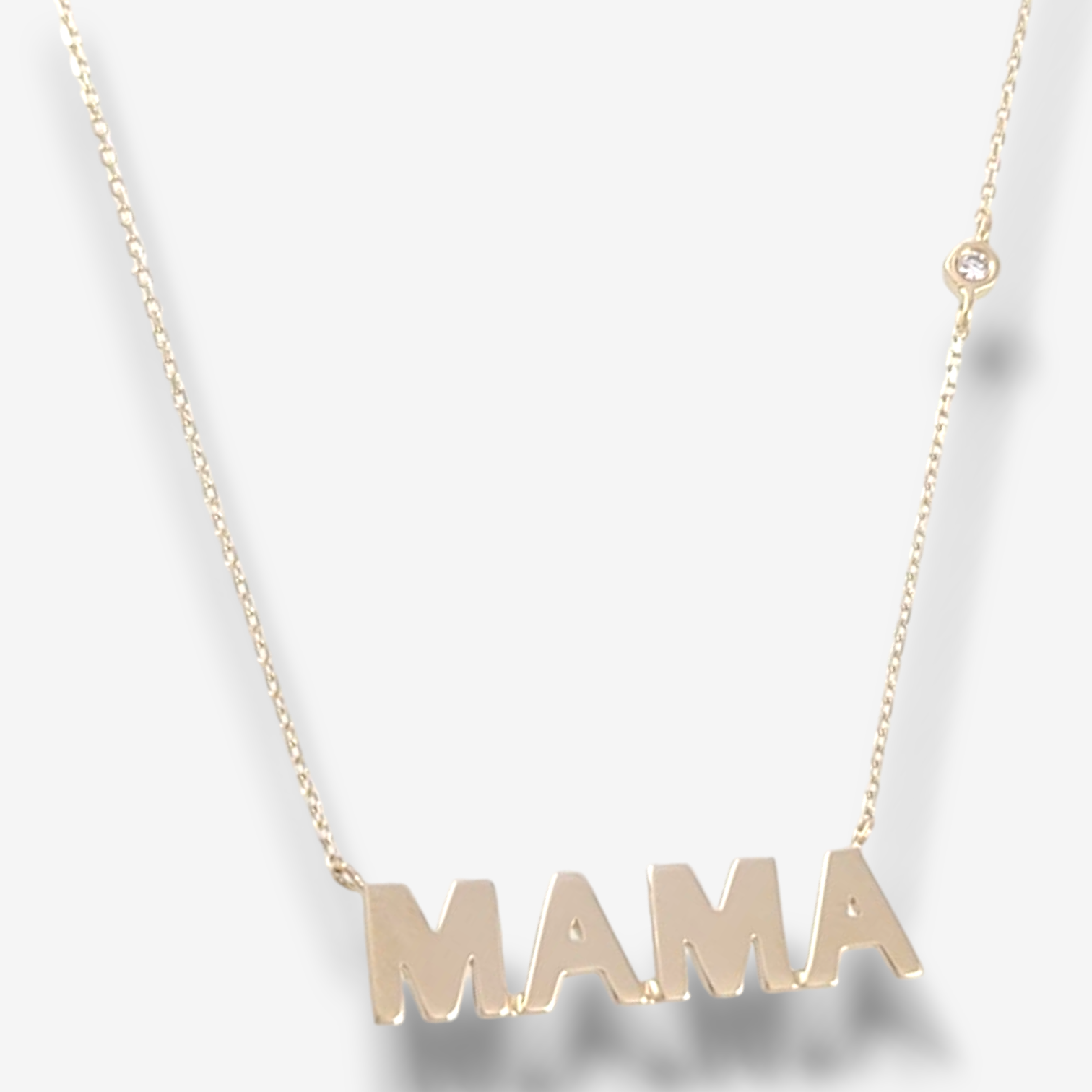 Photoroom-20240401_161538 Cadena (40 + 5 cm) c/ palabra MAMA & diamante (0.02 Ct) - Oro Amarillo 14Kts - Image 1