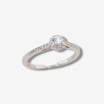 Anillo c/ Diamante central & Halo (0.20 Ct) - Oro Blanco 14Kts 