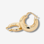 Argollas (24 x 21 mm) Puff Media Luna - Oro Amarillo 14Kts