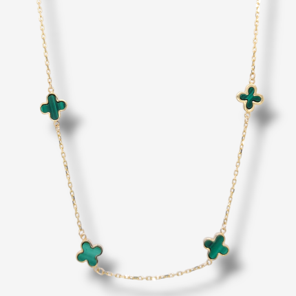 Cadena (45 cm) Tejido Cable c/ Treboles - Oro Amarillo 14Kts